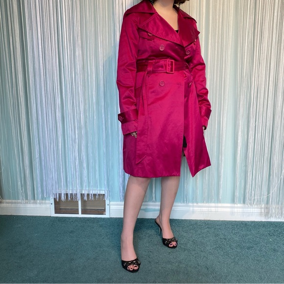 Bebe Barbie Pink Magenta Trench Coat Size XS - Picture 16 of 17